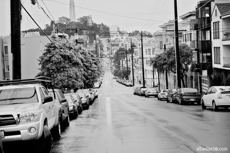 San Francisco rainy streets, by Allie Siarto, Lansing Wedding Photographer