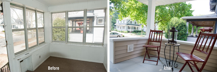 front porch before and after