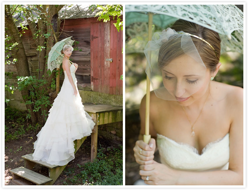 bridal portraits with vintage parasail umbrella