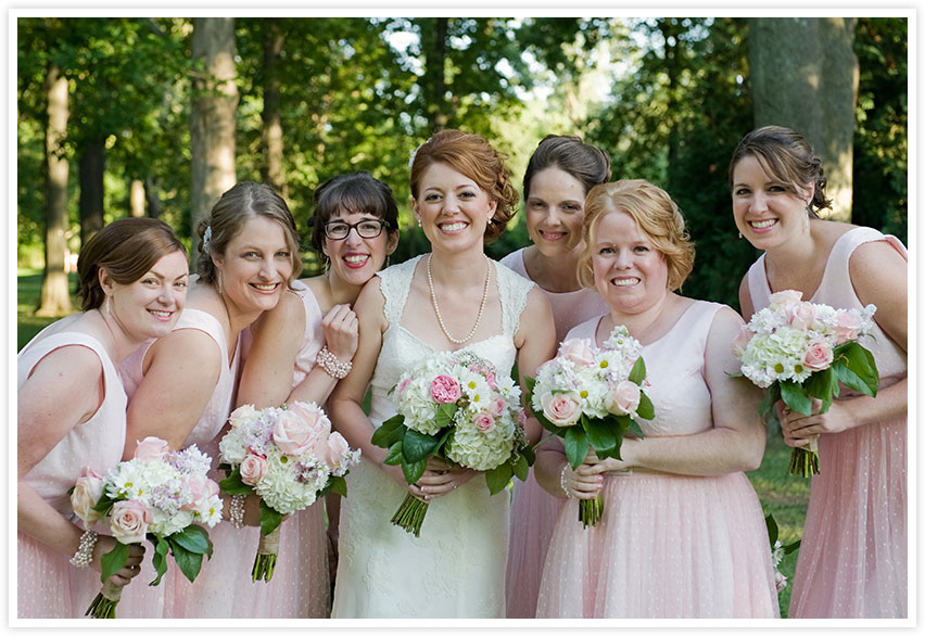 pink bridesmaid dresses from east lansing wedding photographers