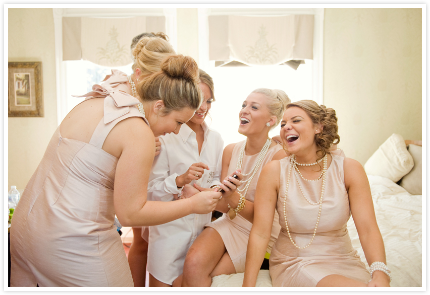 bridesmaids laughing