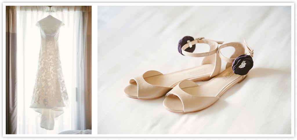 West loop wedding photos shoes and dress hanging