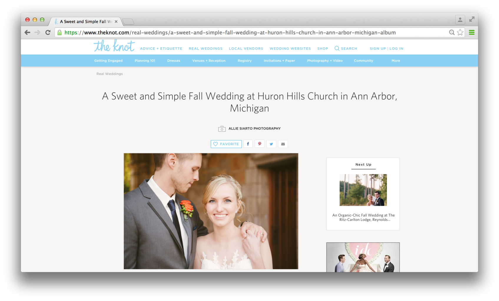 Michigan wedding photography featured on The Knot