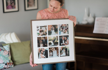 Storytelling frame with nine square photos