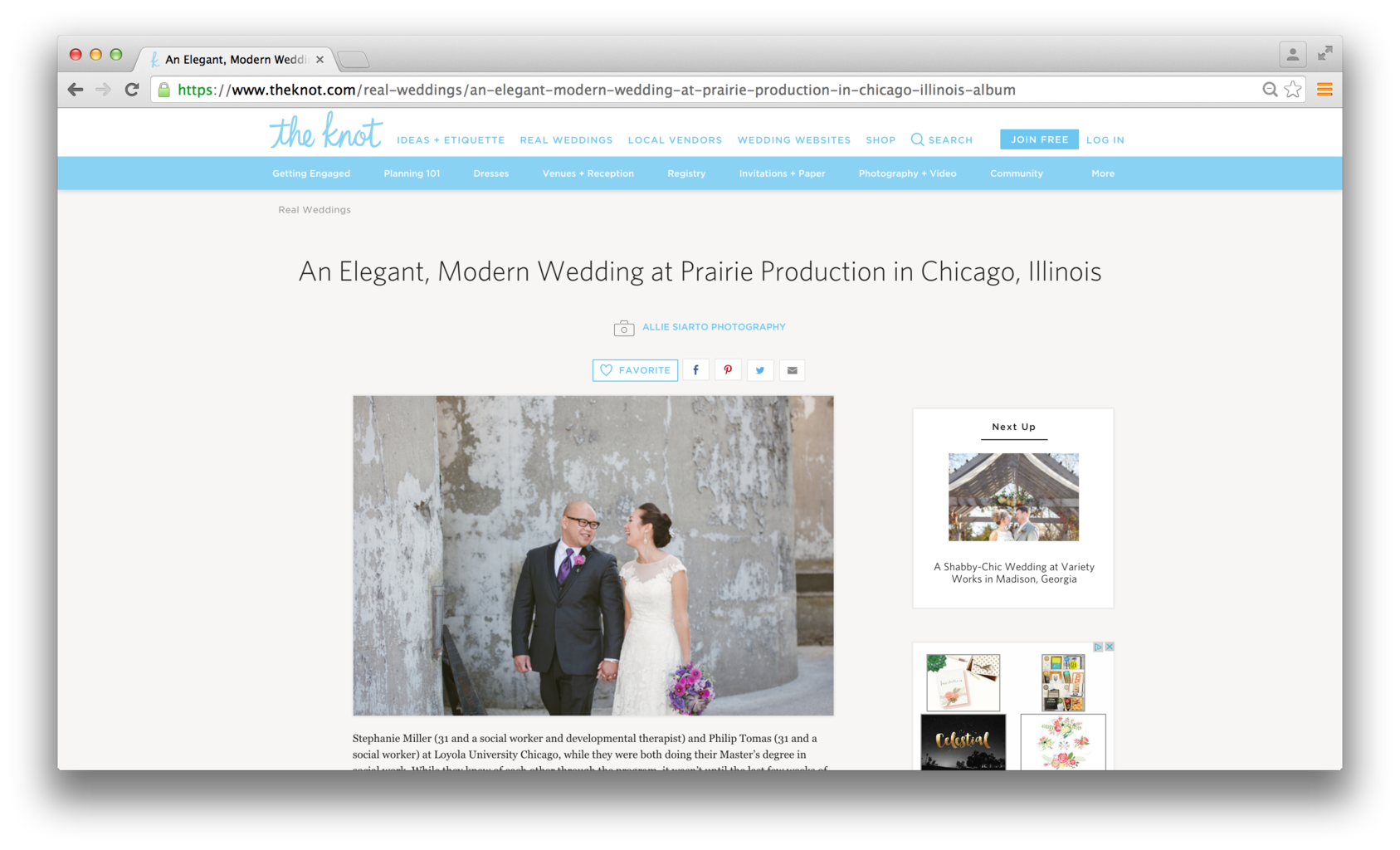 The Knot feature: Prairie Production wedding venue, Chicago