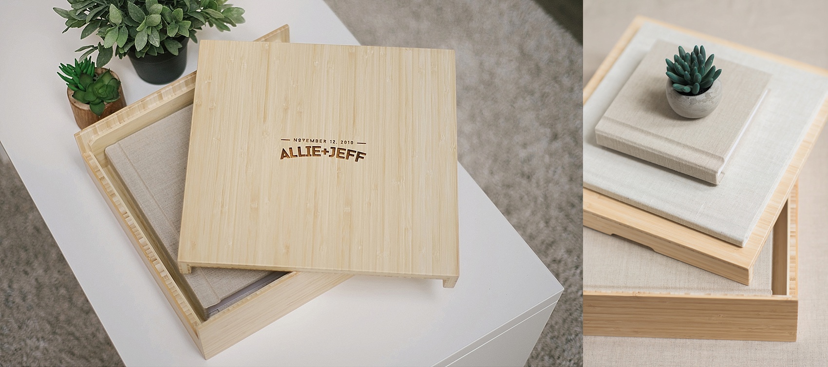 Albums and an album box by Allie & Co. Photography, Michigan wedding photographers