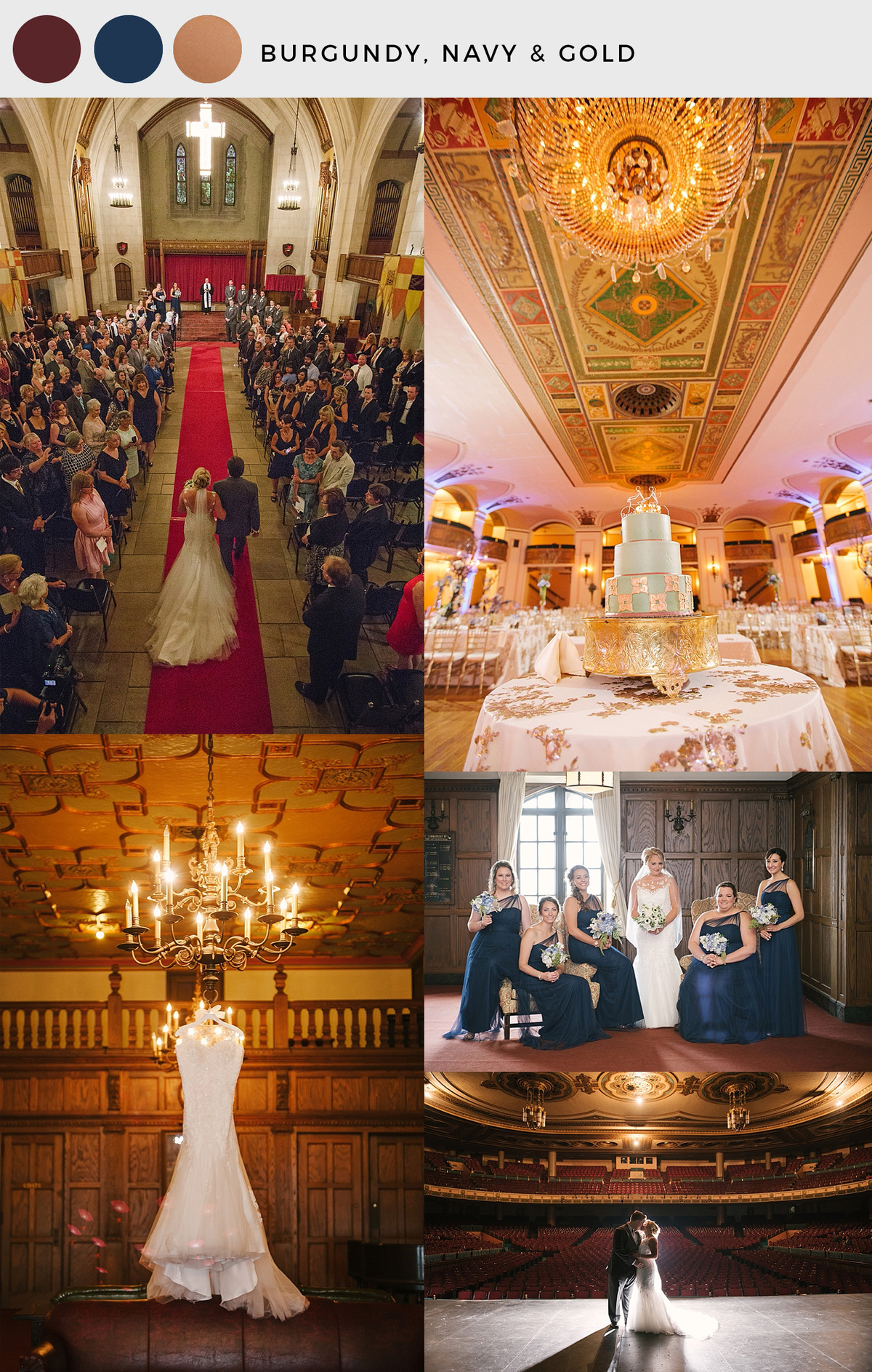 Detroit Masonic Temple wedding photos showing Michigan winter wedding venues