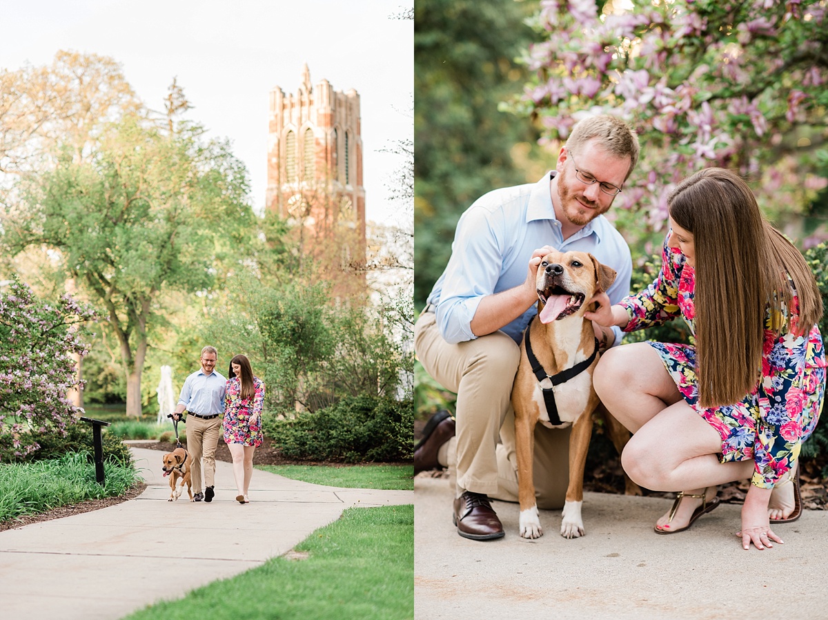 East Lansing engagement photos with dog