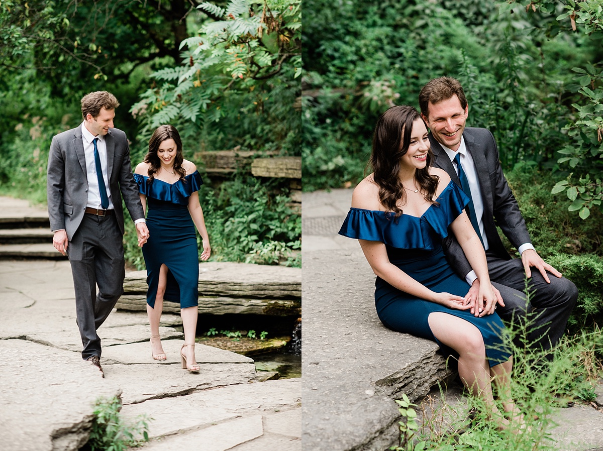 Chicago engagement photos at the Alfred Caldwell Lily Pool (Pond)