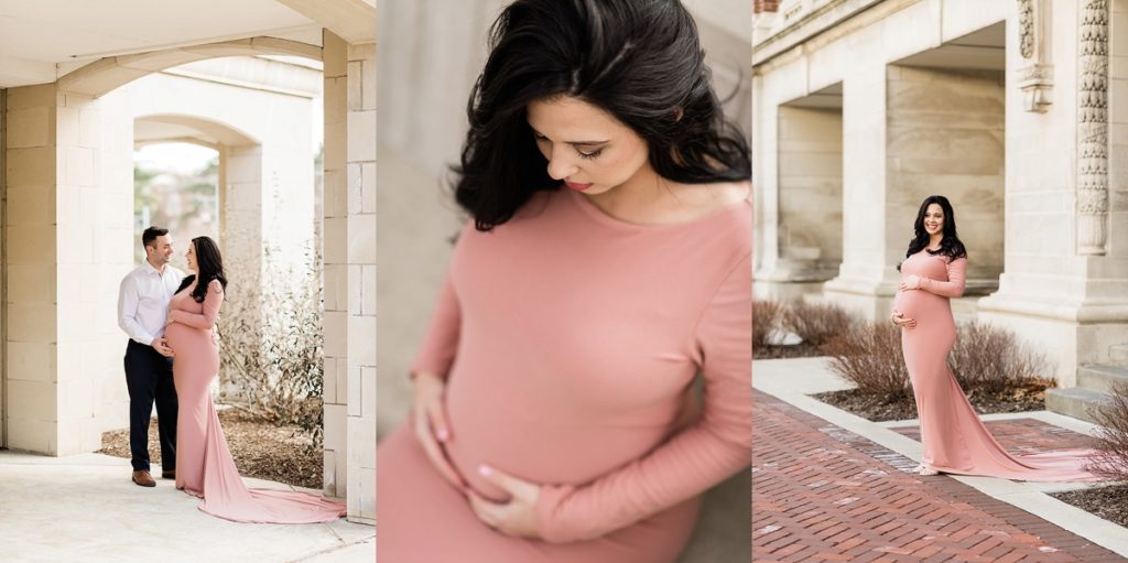 Maternity photos in March on the campus of Michigan State University (cold weather)