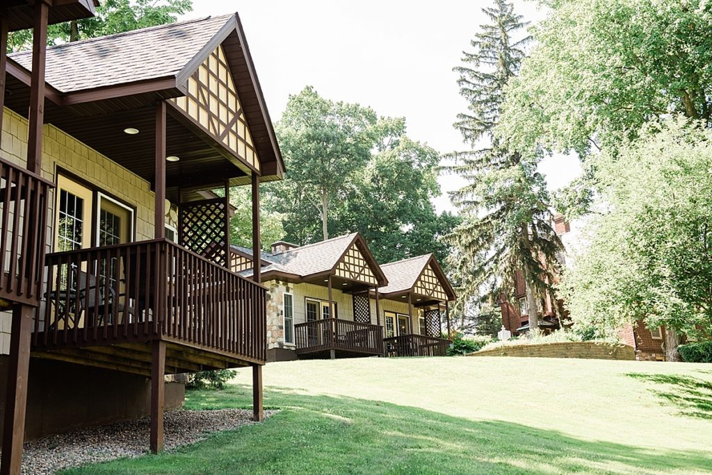 Outdoor view of cottages at The English Inn, Lansing area wedding venue