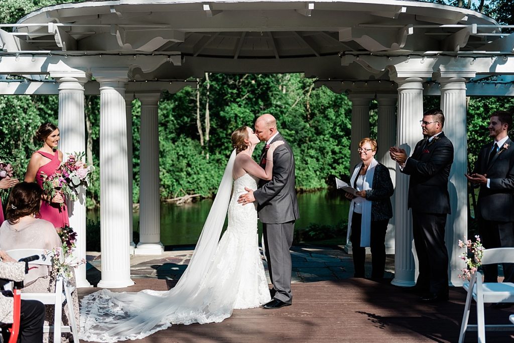 Wedding ceremony photos with kiss from The English Inn, by Allie & Co. Lansing wedding photographers