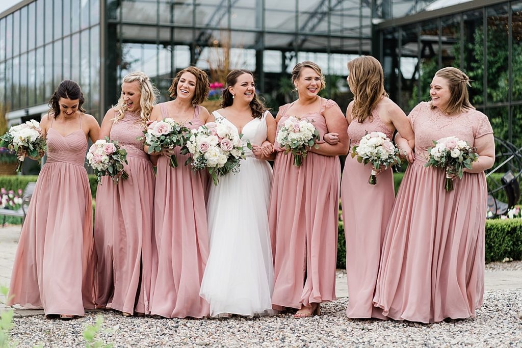 bridesmaid photos at Planterra Conservatory, Wedding Photos in West Bloomfield, Michigan, by Allie & Co. wedding photographers