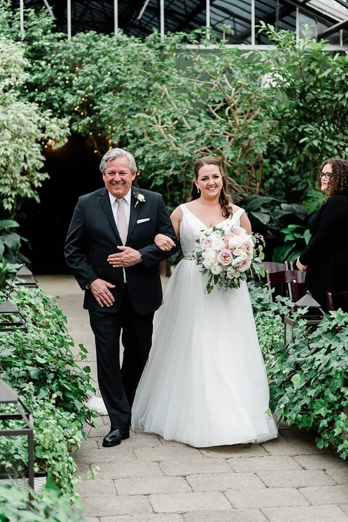 ceremony at Planterra Conservatory, Wedding Photos in West Bloomfield, Michigan, by Allie & Co. wedding photographers