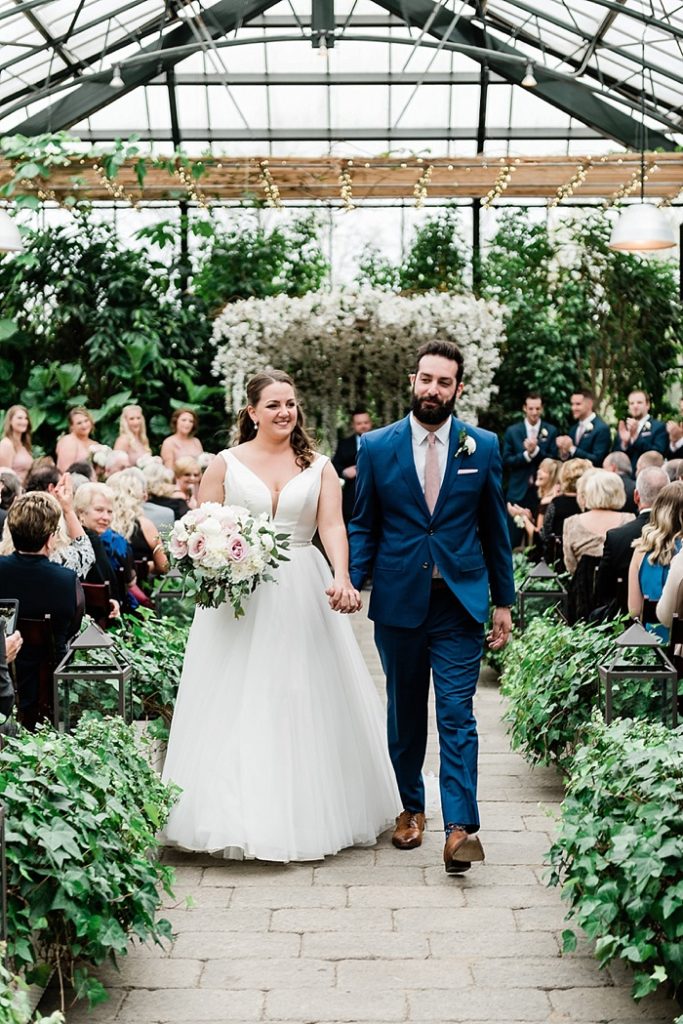 ceremony at Planterra Conservatory, Wedding Photos in West Bloomfield, Michigan, by Allie & Co. wedding photographers