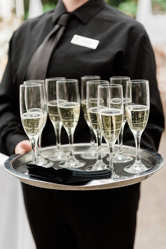 champagne glasses; Planterra Conservatory, Wedding Photos in West Bloomfield, Michigan, by Allie & Co. wedding photographers