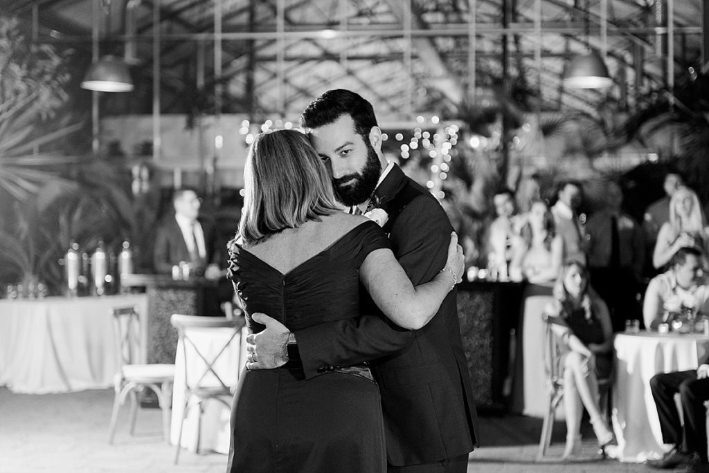 mother son dance at Planterra Conservatory, Wedding Photos in West Bloomfield, Michigan, by Allie & Co. wedding photographers
