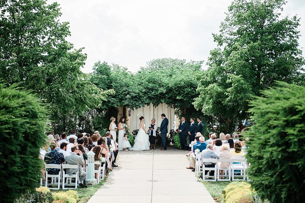 Michigan State University Horticulture Gardens summer wedding ceremony photos (MSU Horticultural Gardens wedding photography in East Lansing, Michigan)