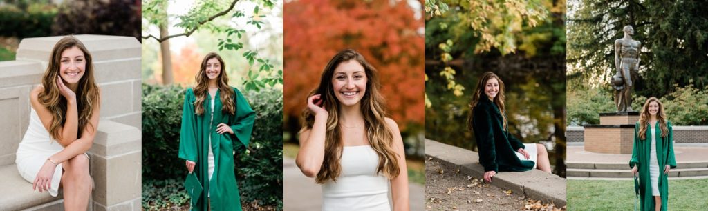 Ideas and locations for a Michigan State University fall senior photo session on north campus by Allie Siarto Photography, East Lansing Photographers. 