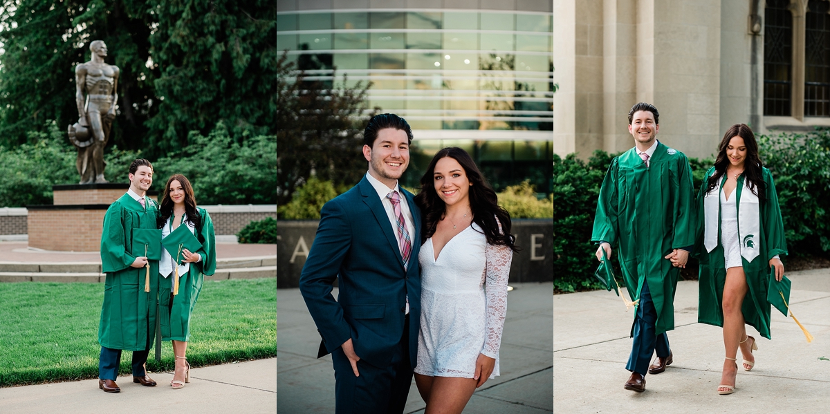 Michigan State Senior Pictures with a couple on MSU's campus
