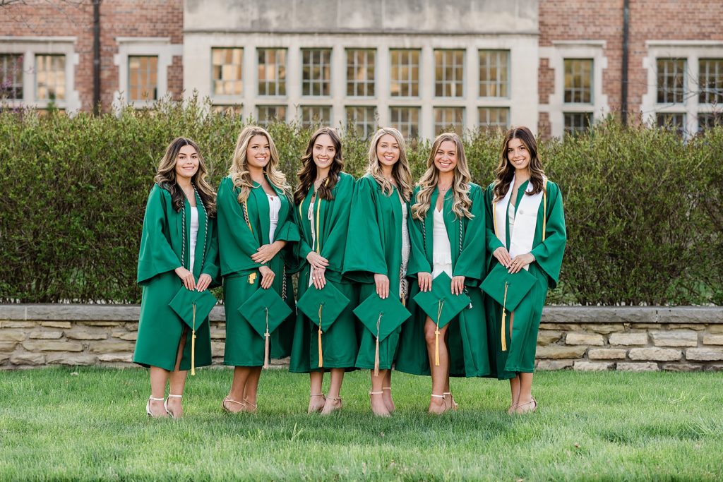 Michigan State University senior photo ideas with roommates and cap and gown, by Allie Siarto & Co, senior photographers in East Lansing, Michigan