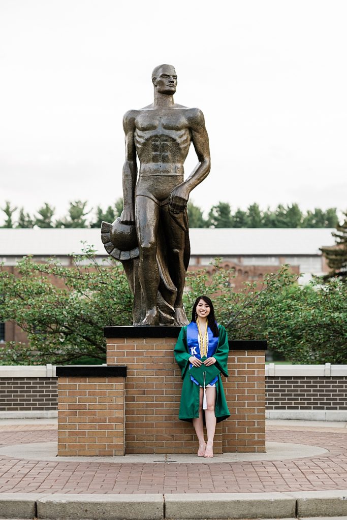 Michigan State Senior Graduation Pictures in cap and gown on campus; grad photos in front of the Sparty Statue by Allie Siarto & Co. Photography
