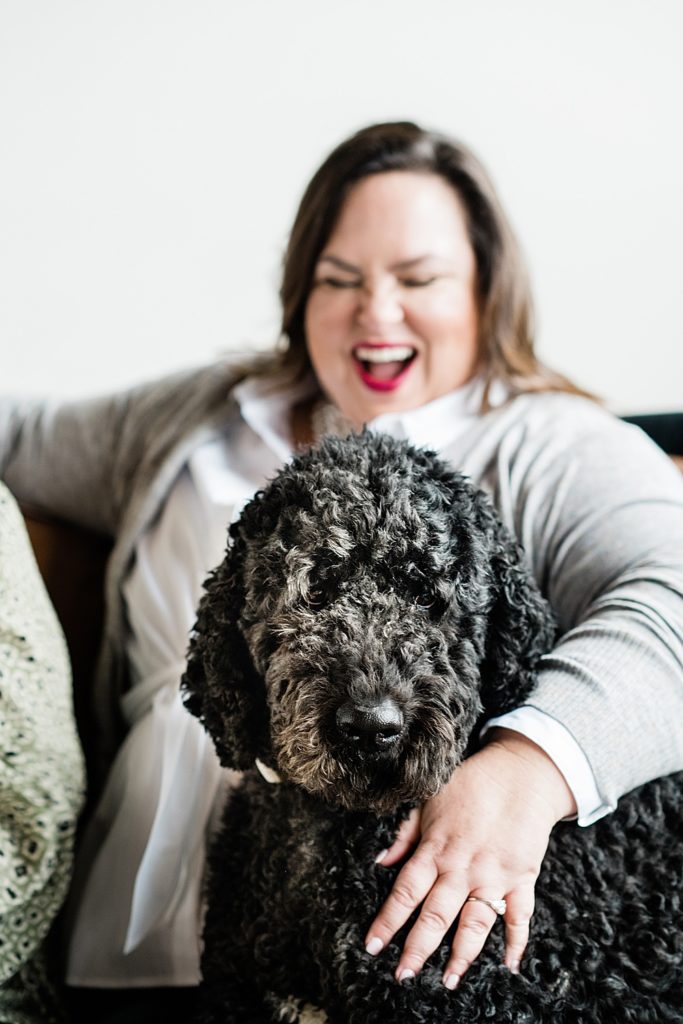 Studio branding photos with hospice nurses and a dog by Allie & Co. Photography in Lansing, Michigan