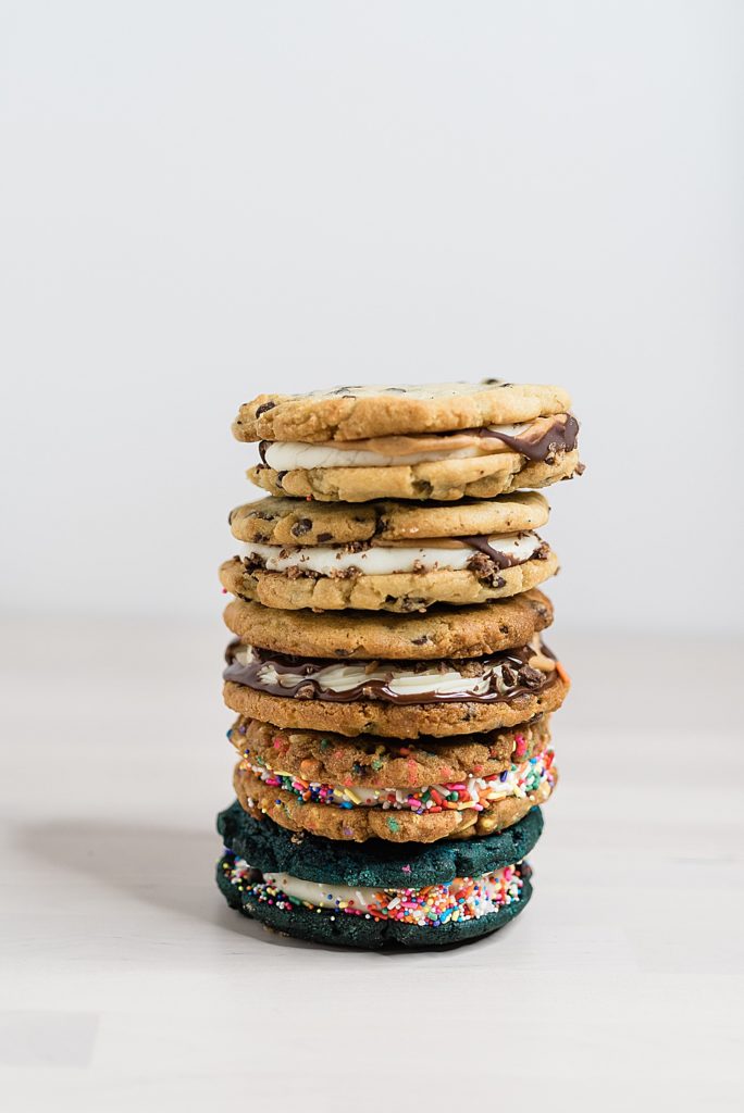 Product photo of a stack of stuffed cookies by Allie Siarto Photography, East Lansing, Michigan product photographers
