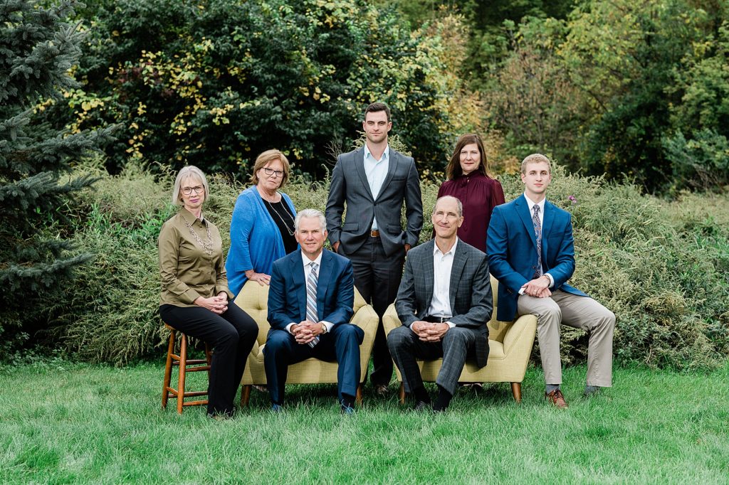 Lansing headshot photographer, team photo against a natural outdoor backdrop, by Allie Siarto & Co. Photography, Michigan branding photographers