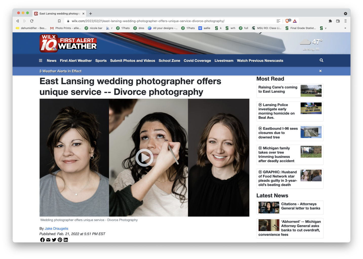 WILX featured news story about divorce photography