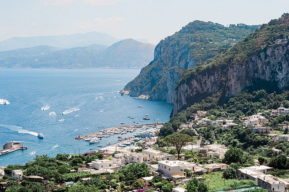 Michigan branding photographer in Rome - the view of Capri on the way up to Anacapri