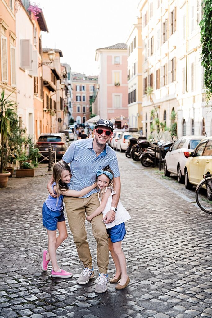 Jeff and the kids in Trastevere, Rose