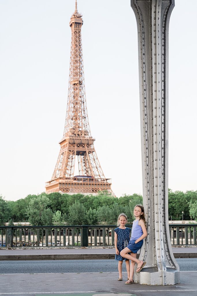 The Eifel Tower in the background with kids